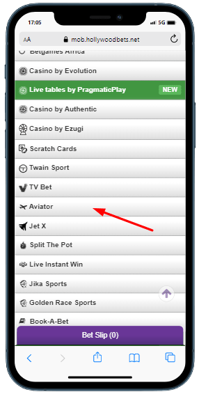 Alternatively, locate aviator hollywodbets it in the casino mobile version, immediately following the "TV Bet" tab

