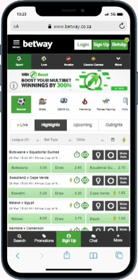 download Betway Mobile App through the Betway homepage