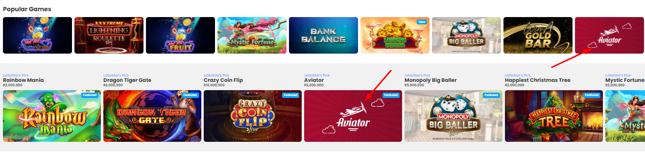 where to find aviator at lottostar desktop