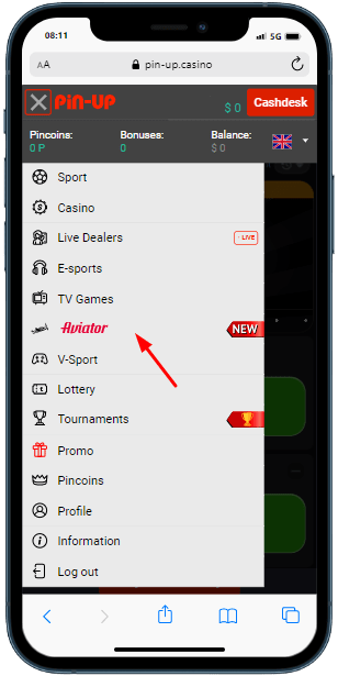 pinup where to_find aviator on mobile site