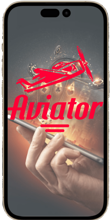 a hand holding a cell phone with the word aviator on it